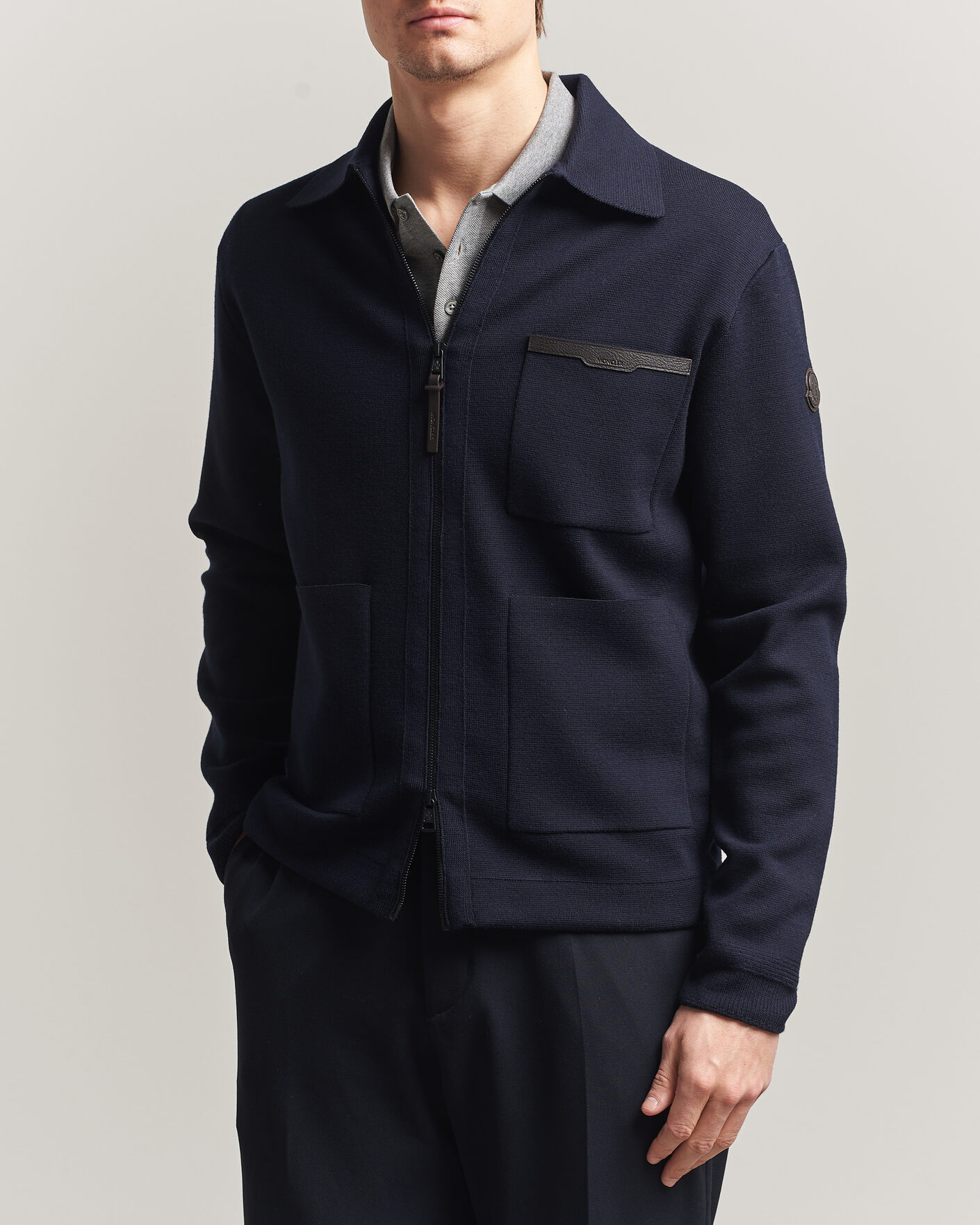 Herre | Trøjer | Moncler | Zip Wool Cardigan Navy