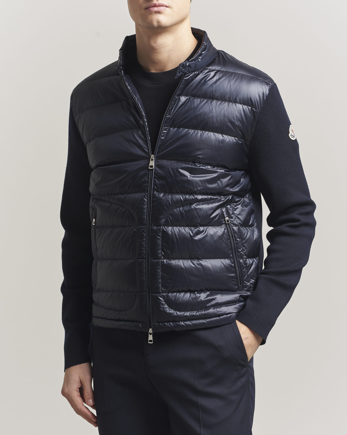 Herre | Jakker | Moncler | Hybrid Laque Zip Cardigan Navy