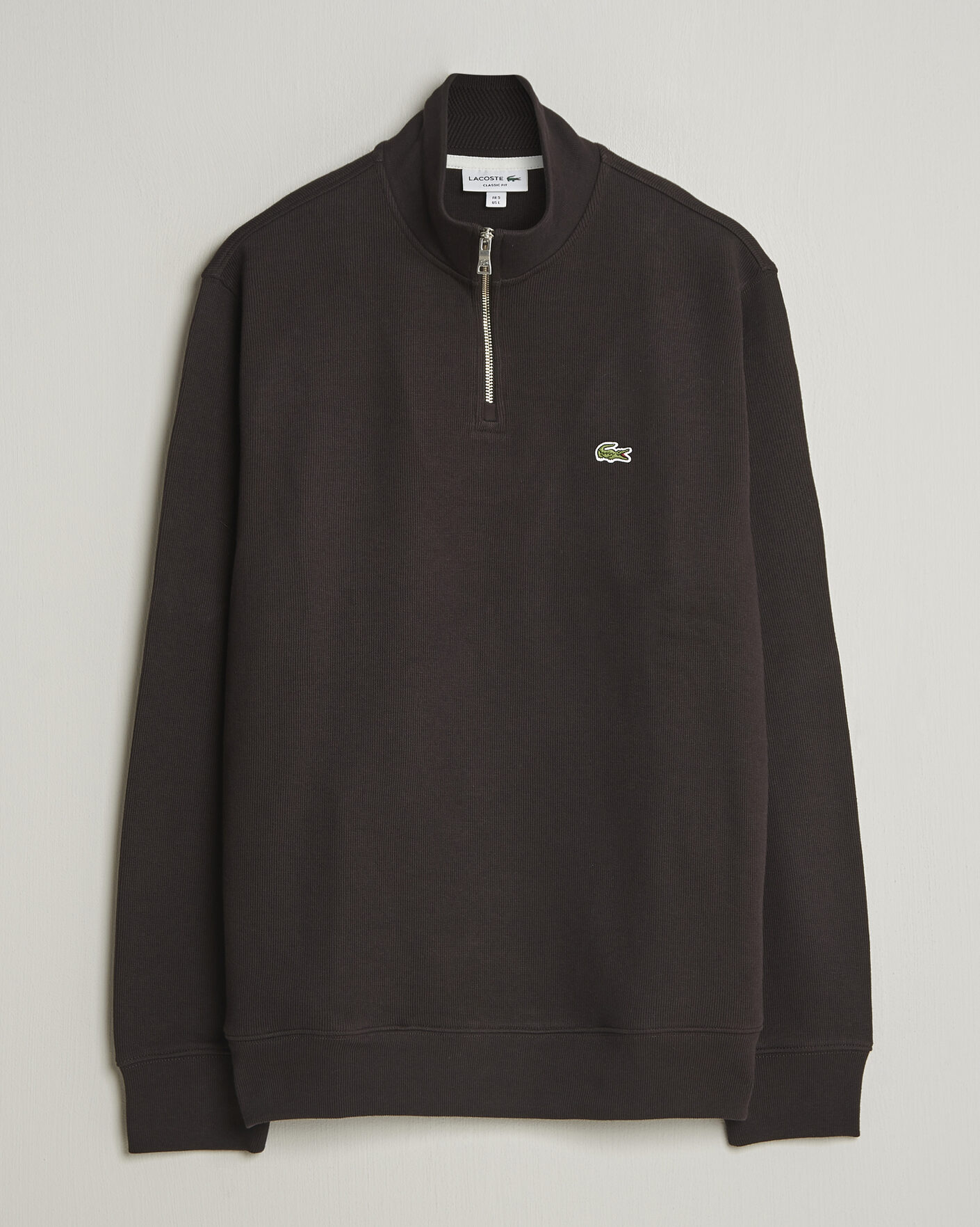 Herre | Trøjer | Lacoste | Rib Interlock Half Zip Buffle Brown