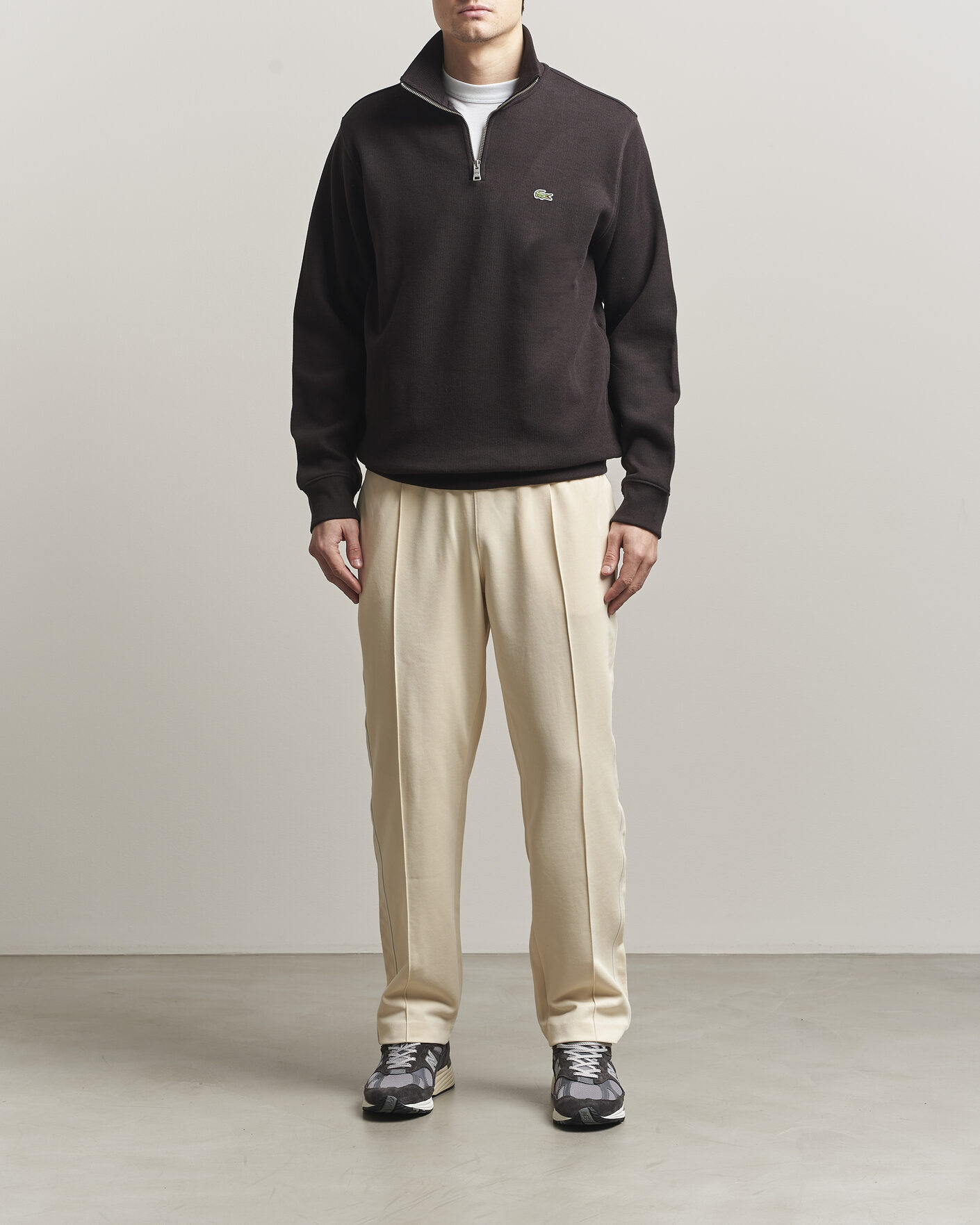 Herre | Trøjer | Lacoste | Rib Interlock Half Zip Buffle Brown