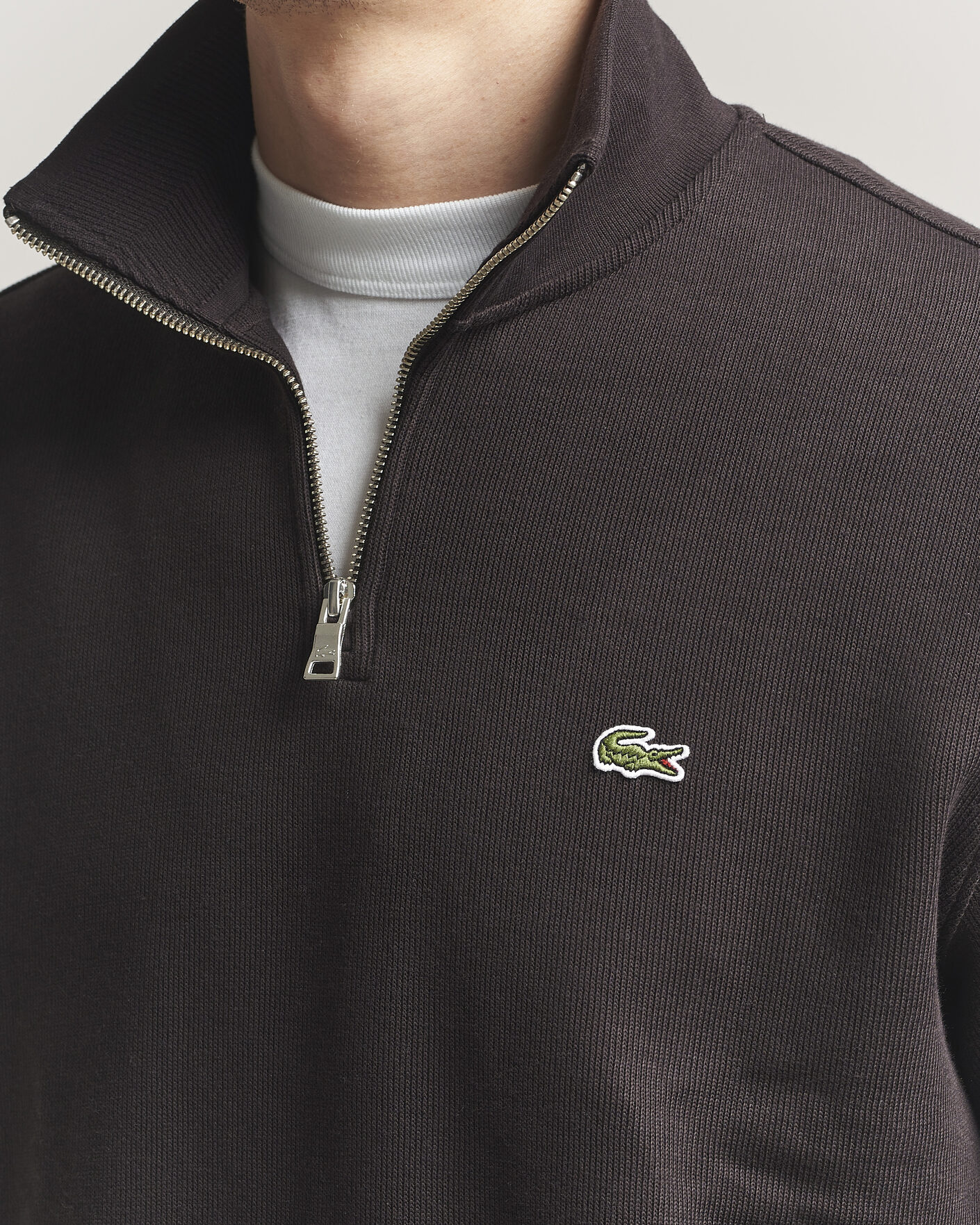 Herre | Trøjer | Lacoste | Rib Interlock Half Zip Buffle Brown