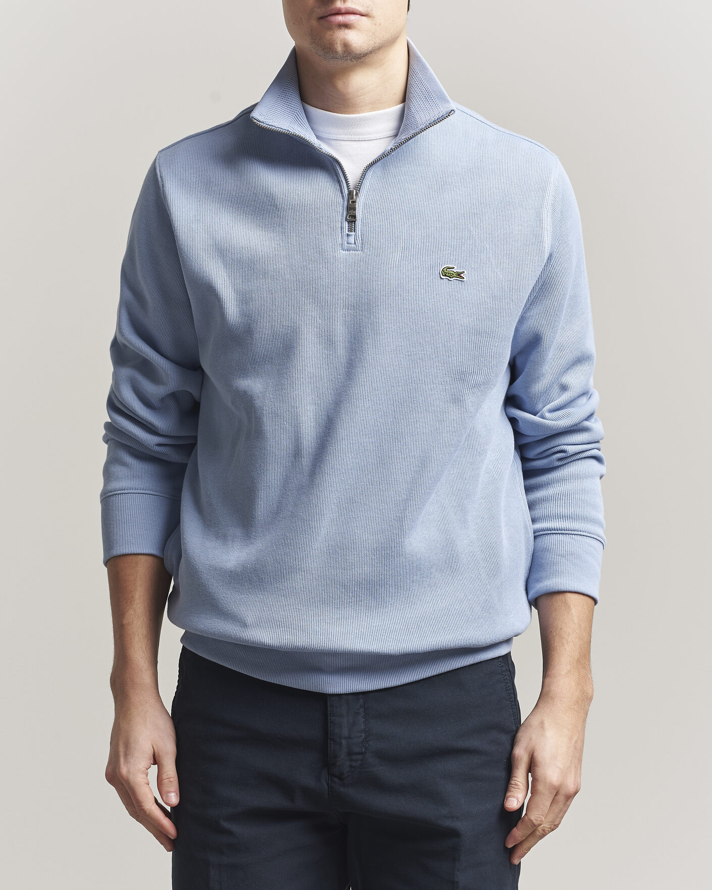 Herre | Trøjer | Lacoste | Rib Interlock Half Zip Aphylla Blue