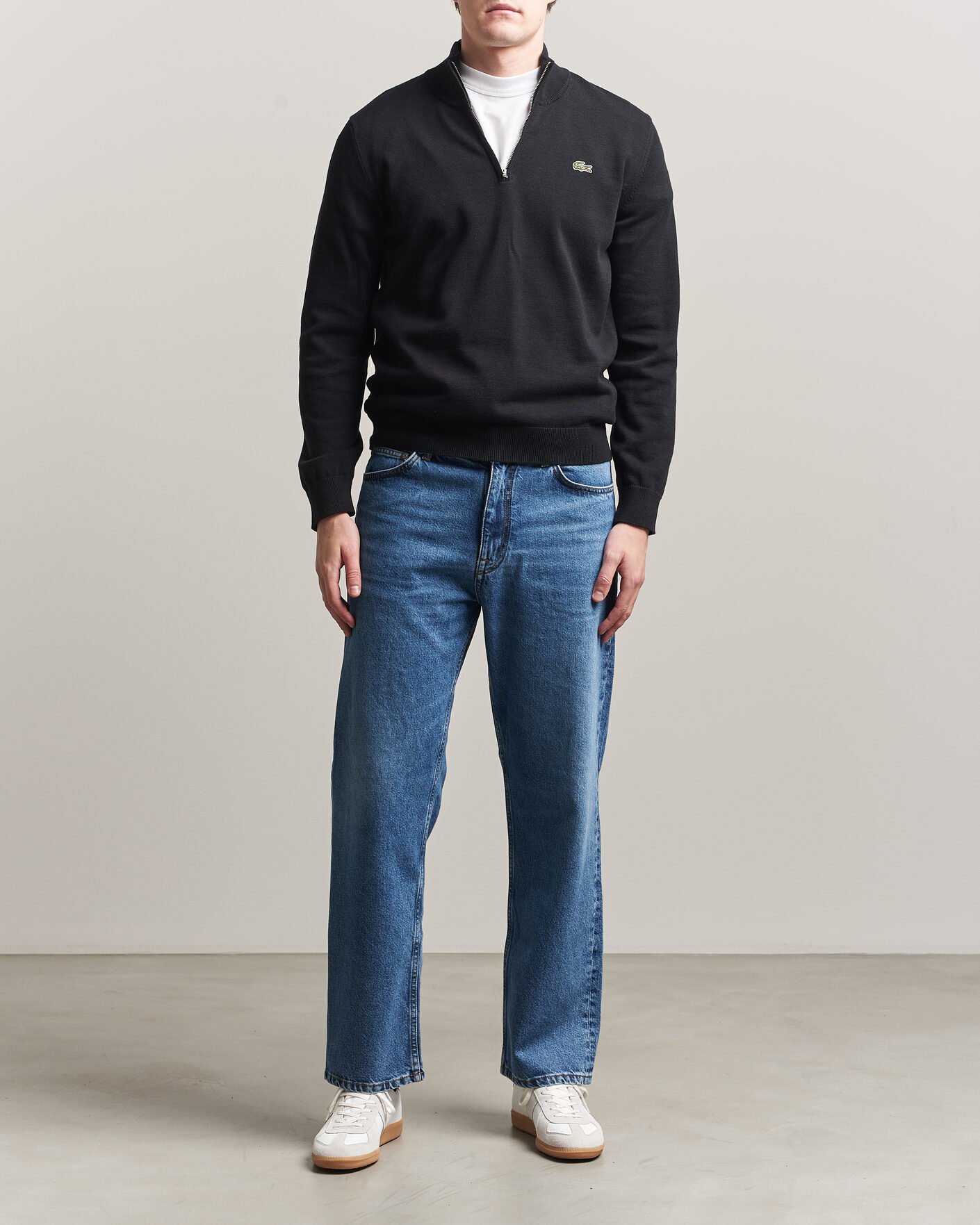 Herre | Trøjer | Lacoste | Cotton Knitted Half Zip Black
