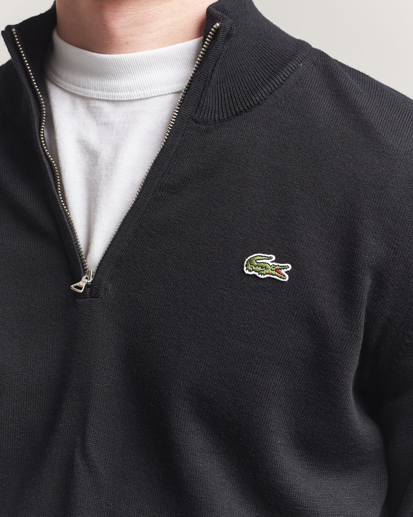 Herre | Trøjer | Lacoste | Cotton Knitted Half Zip Black