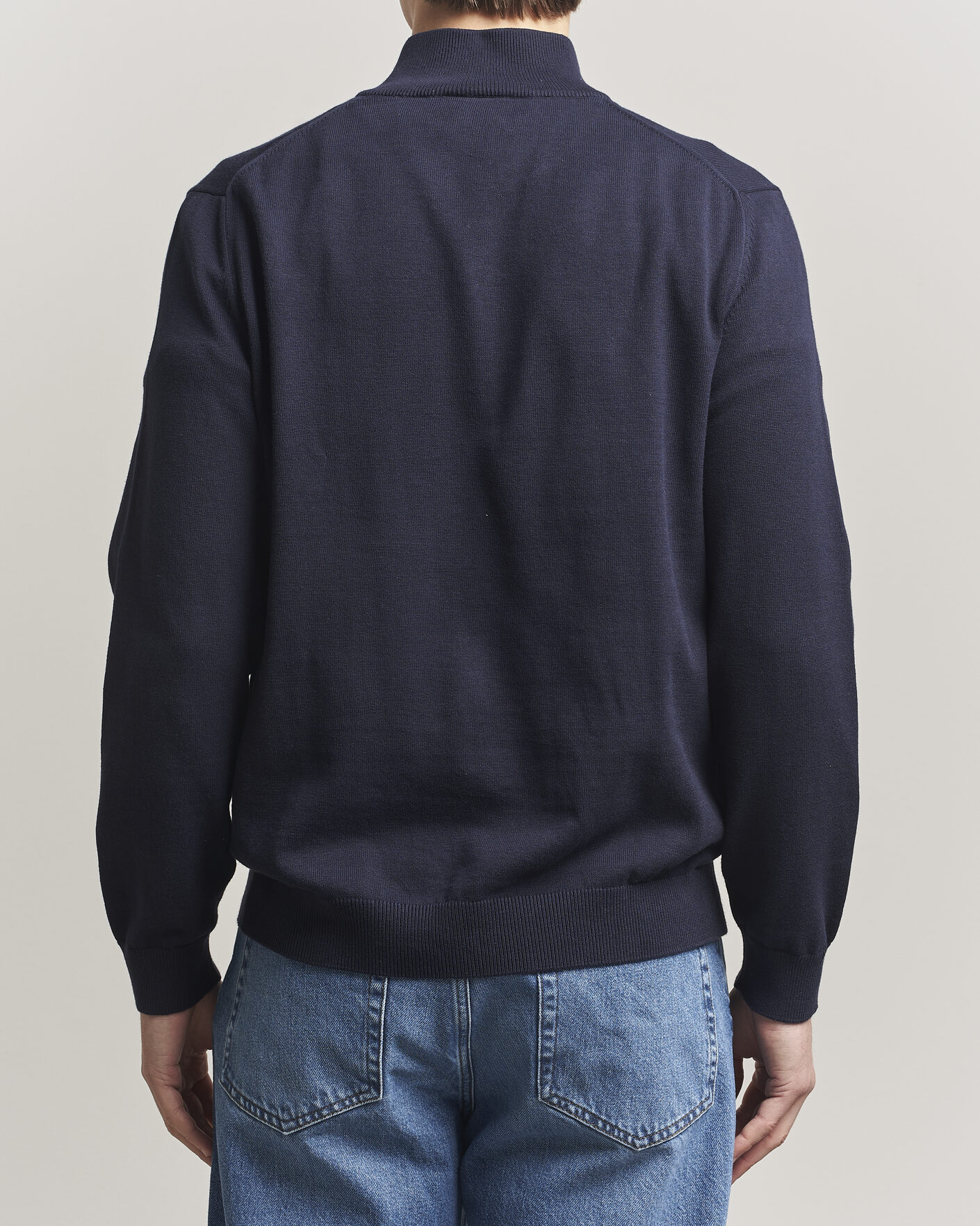 Herre | Trøjer | Lacoste | Cotton Knitted Half Zip Navy Blue