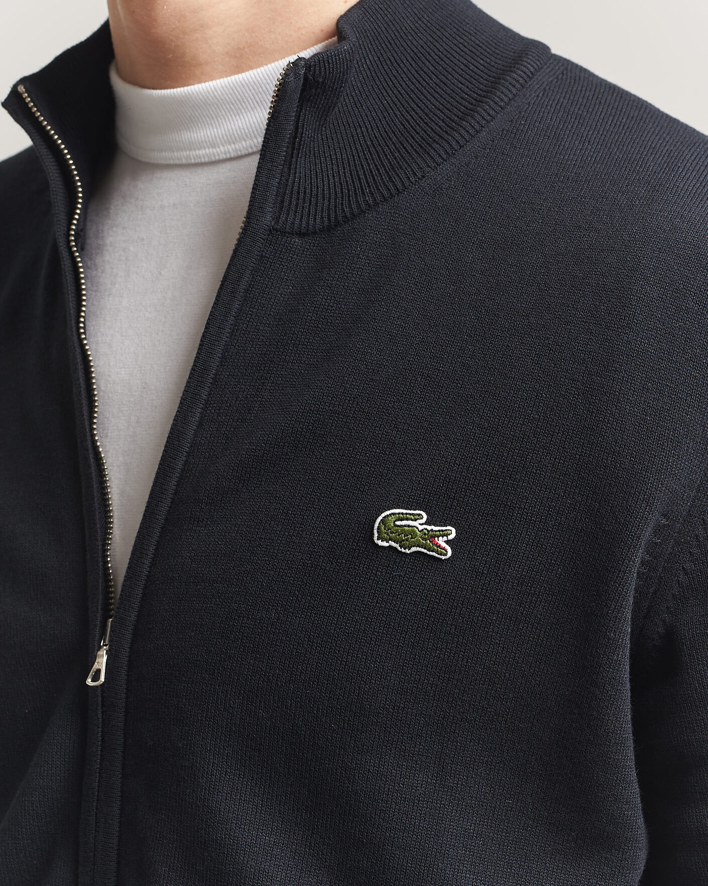 Herre | Trøjer | Lacoste | Cotton Knitted Full Zip Black