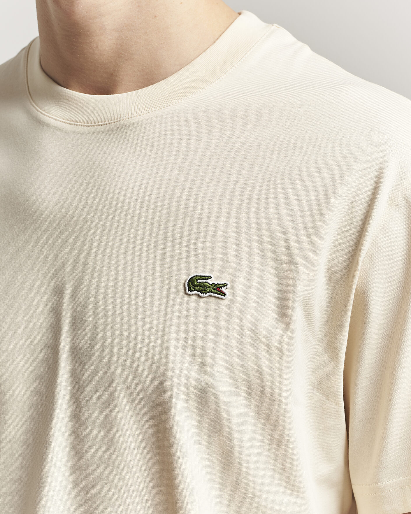 Herre | T-Shirts | Lacoste | Crew Neck T-Shirt Naturel Clair