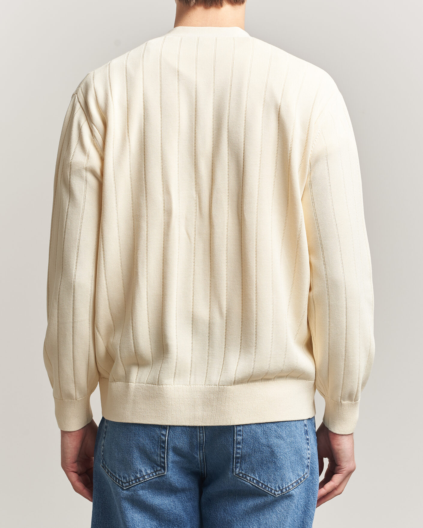 Herre | Trøjer | Lacoste | Cotton Structured Knitted Cardigan Naturel Clair