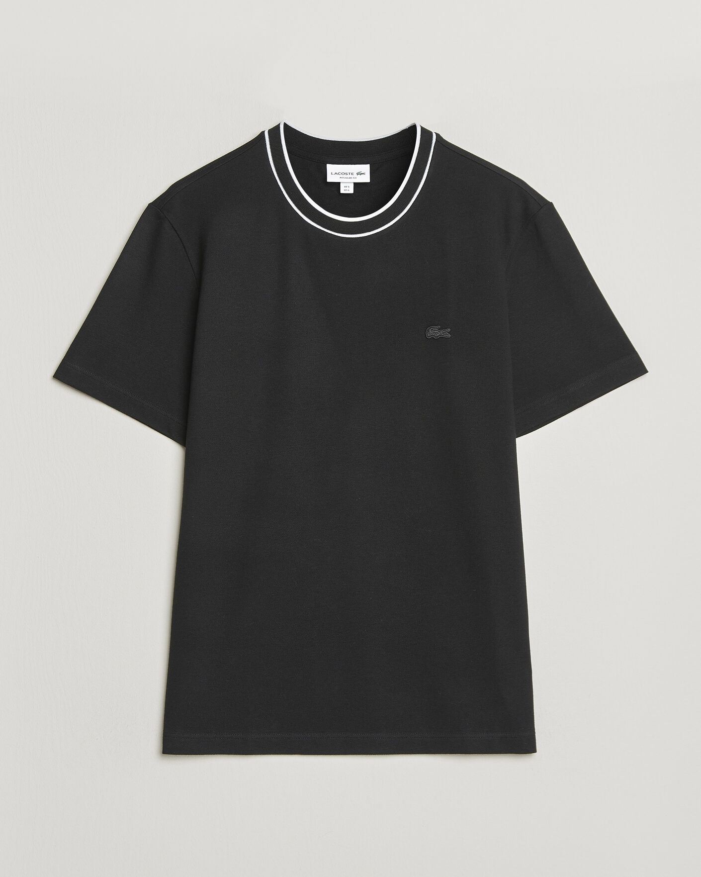 Herre | T-Shirts | Lacoste | Contrast Rib Piqué T-Shirt Black