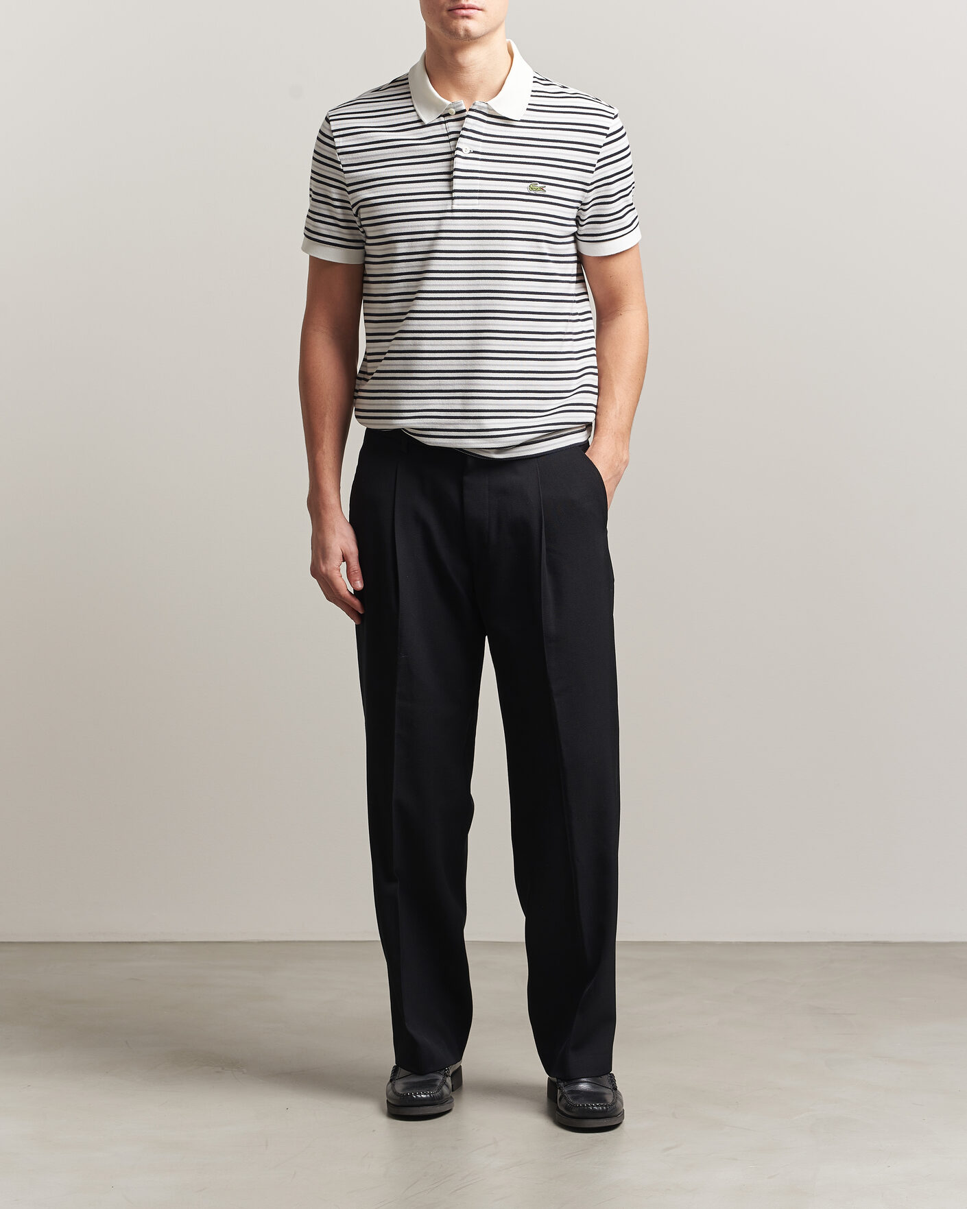 Herre | Polotrøjer | Lacoste | Original Striped Polo Piké Blackbird/Flour