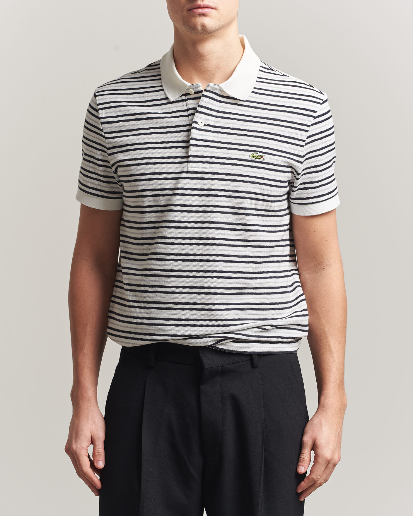 Herre | Polotrøjer | Lacoste | Original Striped Polo Piké Blackbird/Flour