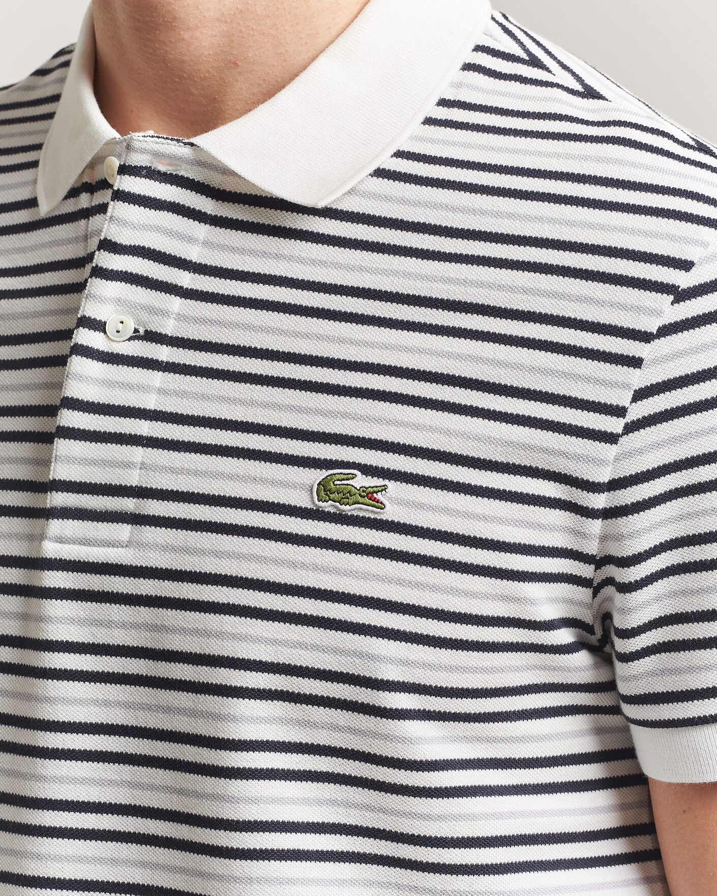 Herre | Polotrøjer | Lacoste | Original Striped Polo Piké Blackbird/Flour