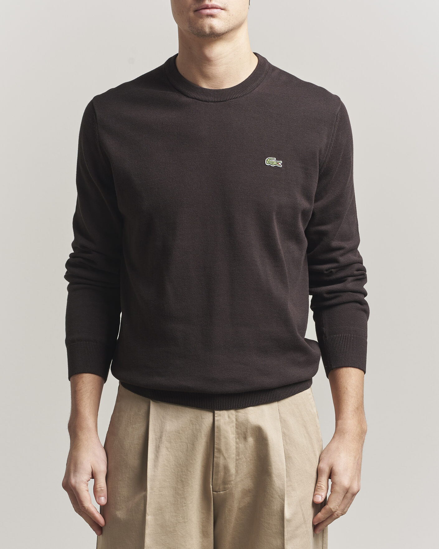 Herre | Trøjer | Lacoste | Cotton Knitted Sweater Buffalo Brown