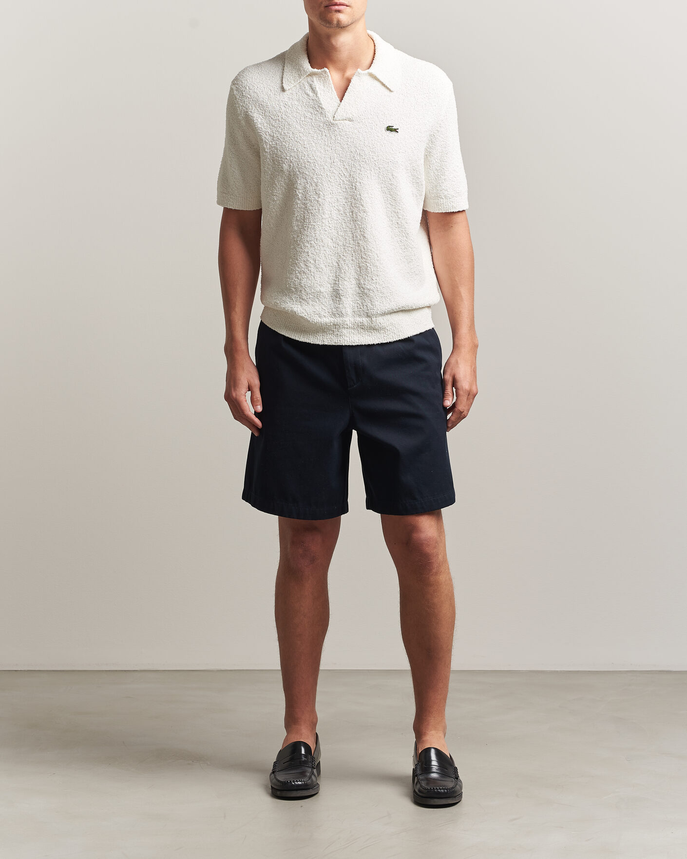 Herre | Polotrøjer | Lacoste | Cotton Bouclé Open Collar Polo Flour
