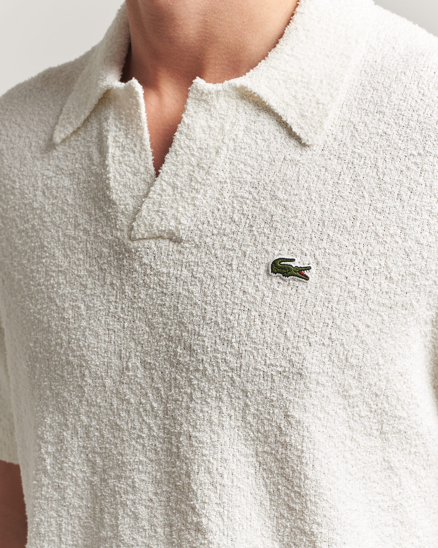 Herre | Polotrøjer | Lacoste | Cotton Bouclé Open Collar Polo Flour