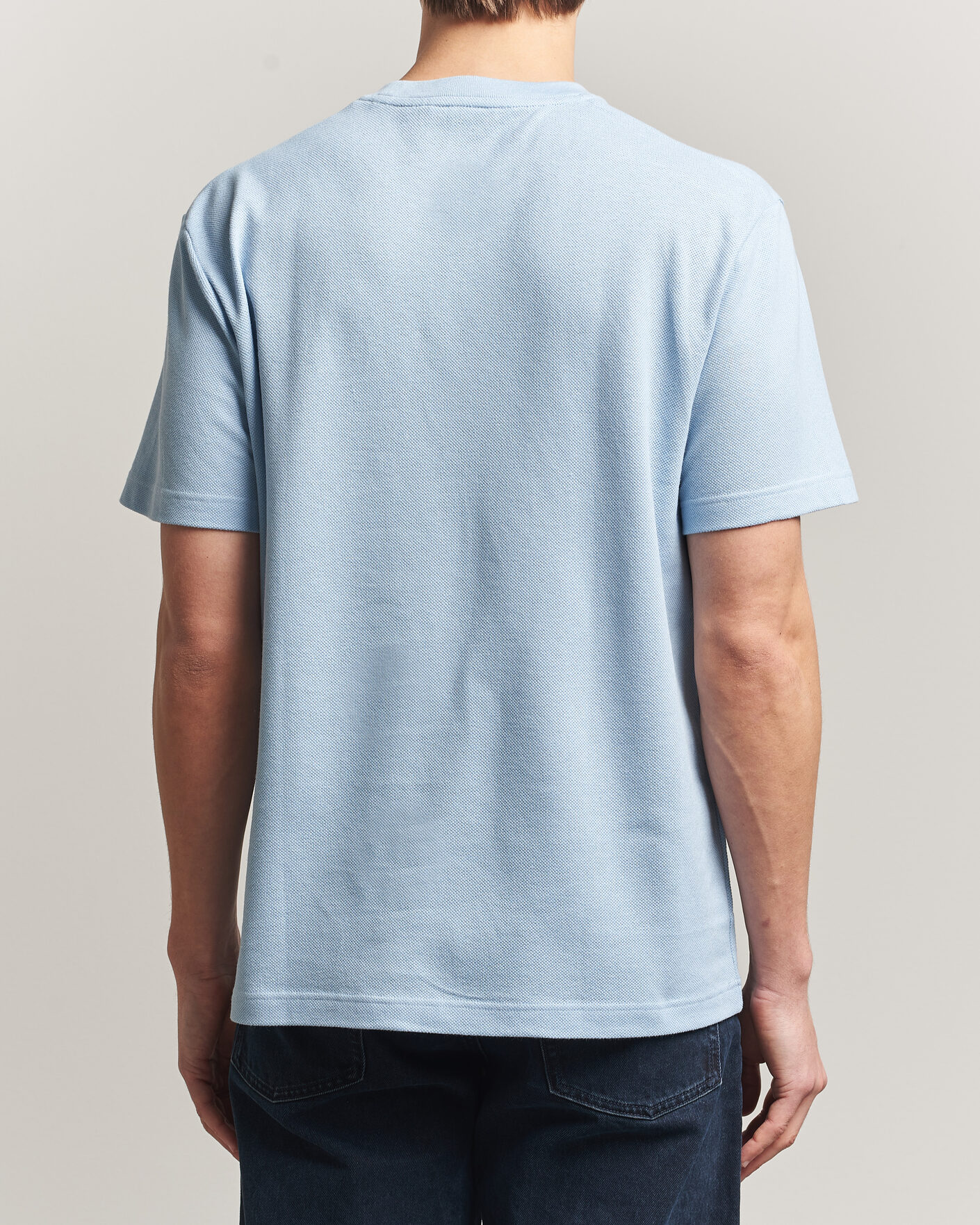 Herre | T-Shirts | Lacoste | Cotton/Linen Pique T-Shirt Light Blue