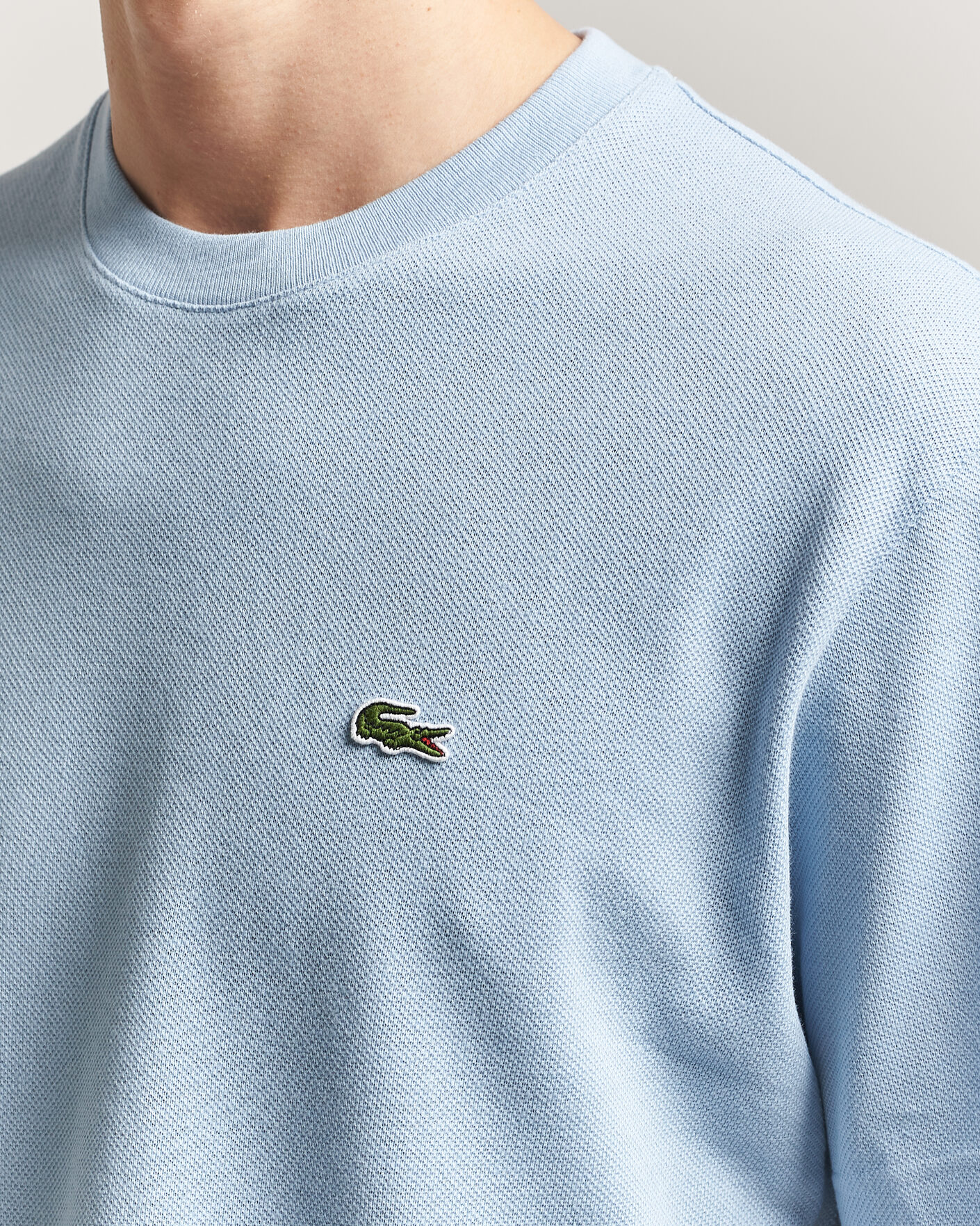 Herre | T-Shirts | Lacoste | Cotton/Linen Pique T-Shirt Light Blue