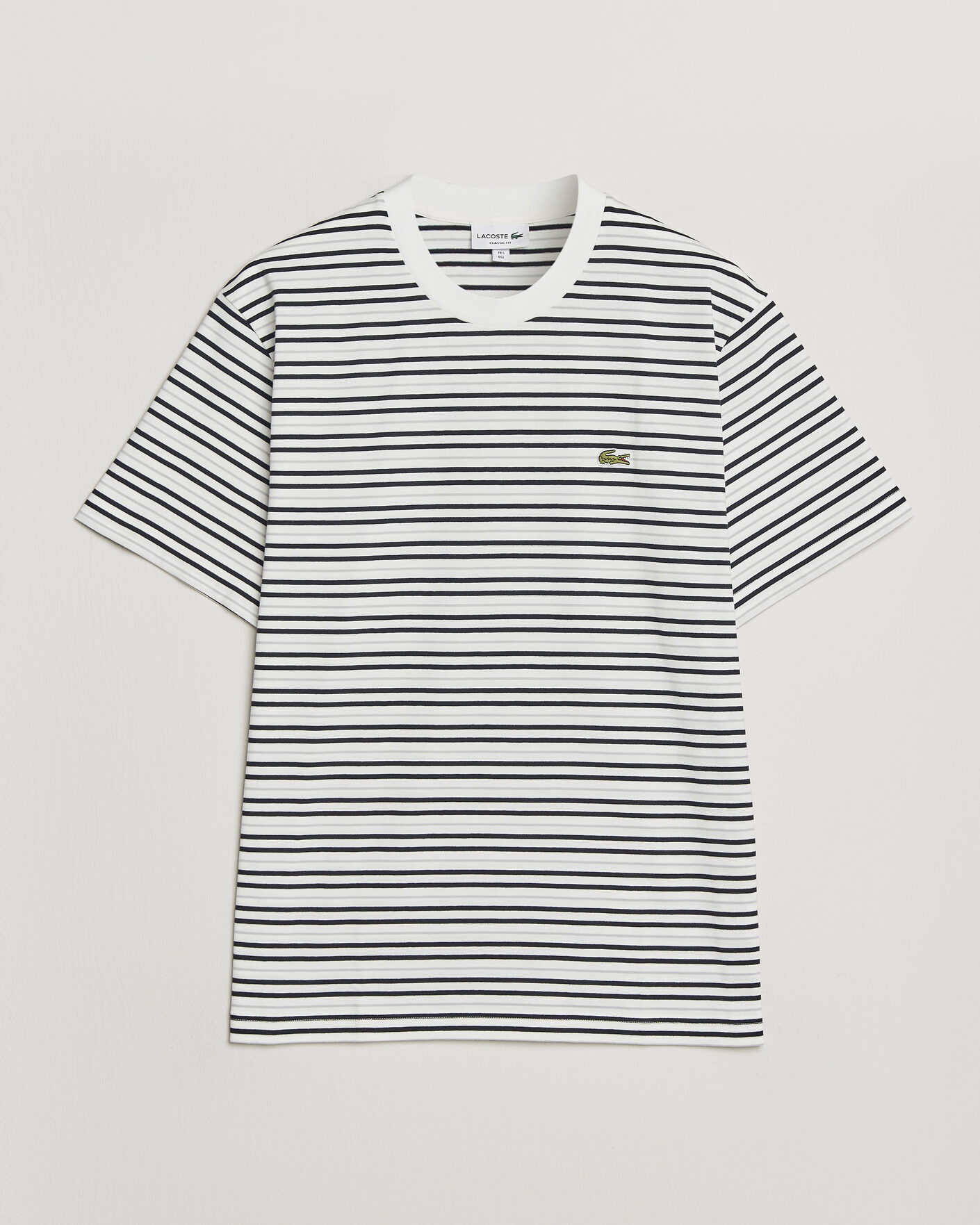 Herre | T-Shirts | Lacoste | Cotton Striped T-Shirt Blackbird/Flour
