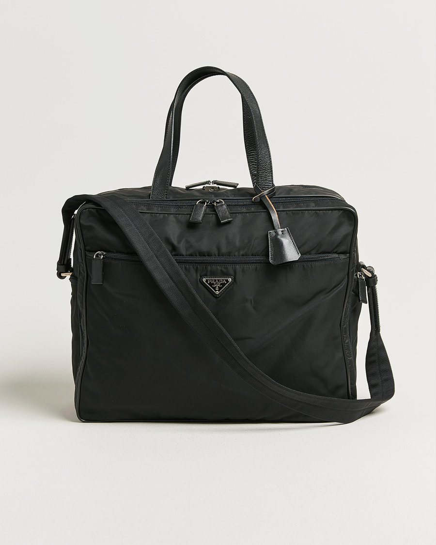 Herre | Prada Pre-Owned Tessuto Nylon Document Bag Black | Prada Pre-Owned | Tessuto Nylon Document Bag Black