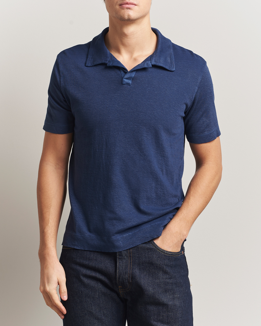 Herre | Polotrøjer | Massimo Alba | Aruba Cotton/Linen Polo Midnight Blue