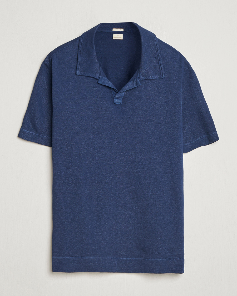 Herre | Polotrøjer | Massimo Alba | Aruba Cotton/Linen Polo Midnight Blue