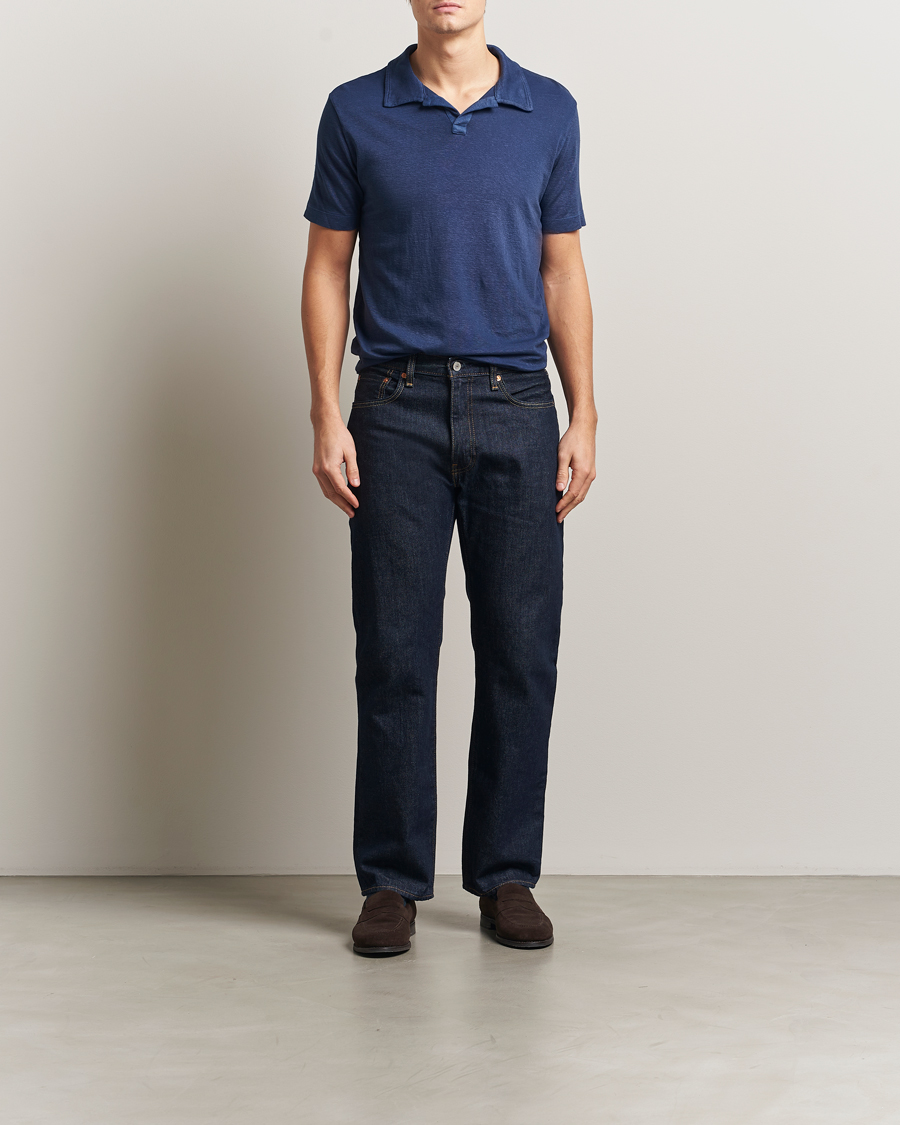 Herre | Polotrøjer | Massimo Alba | Aruba Cotton/Linen Polo Midnight Blue