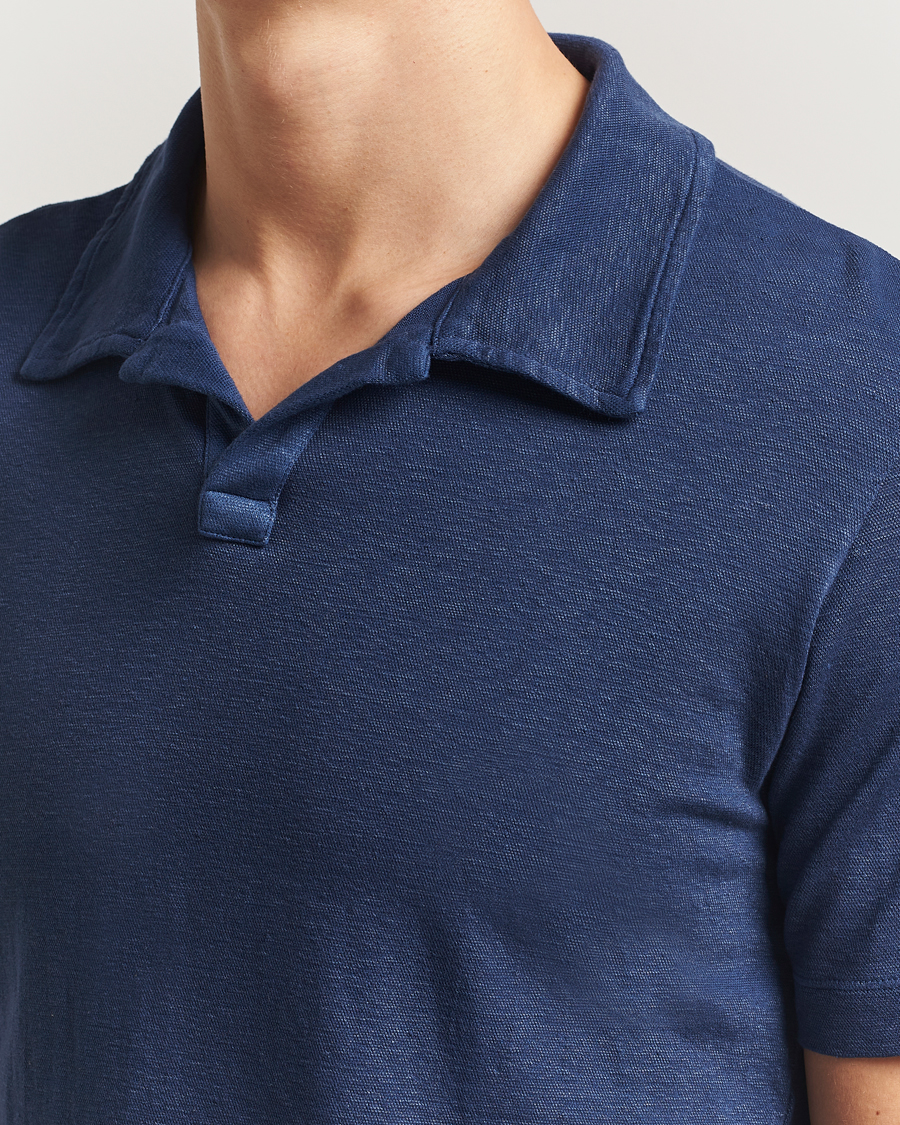 Herre | Polotrøjer | Massimo Alba | Aruba Cotton/Linen Polo Midnight Blue