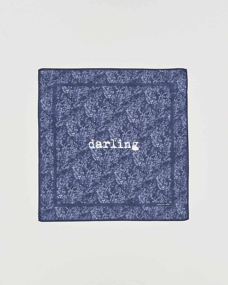 Herre | Lommeklude | Massimo Alba | Printed Cotton Voile Hankerchief Midnight Blue