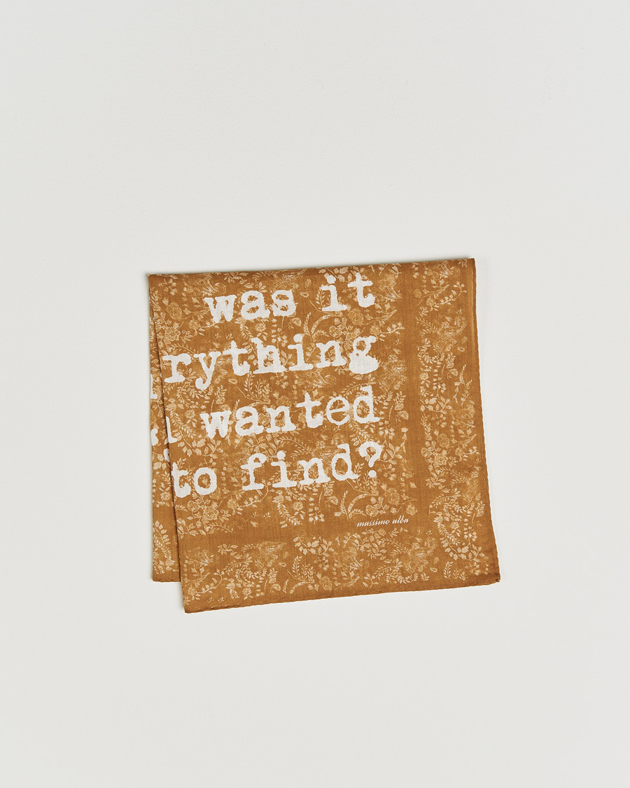 Herre | Lommeklude | Massimo Alba | Printed Cotton Voile Hankerchief Bronze