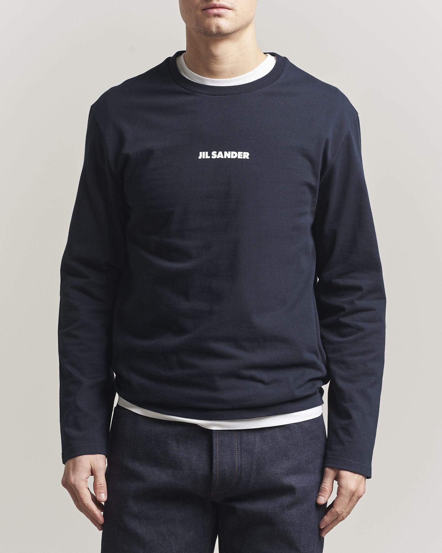 Herre | T-Shirts | Jil Sander | Long Sleeve Logo T-Shirt Navy