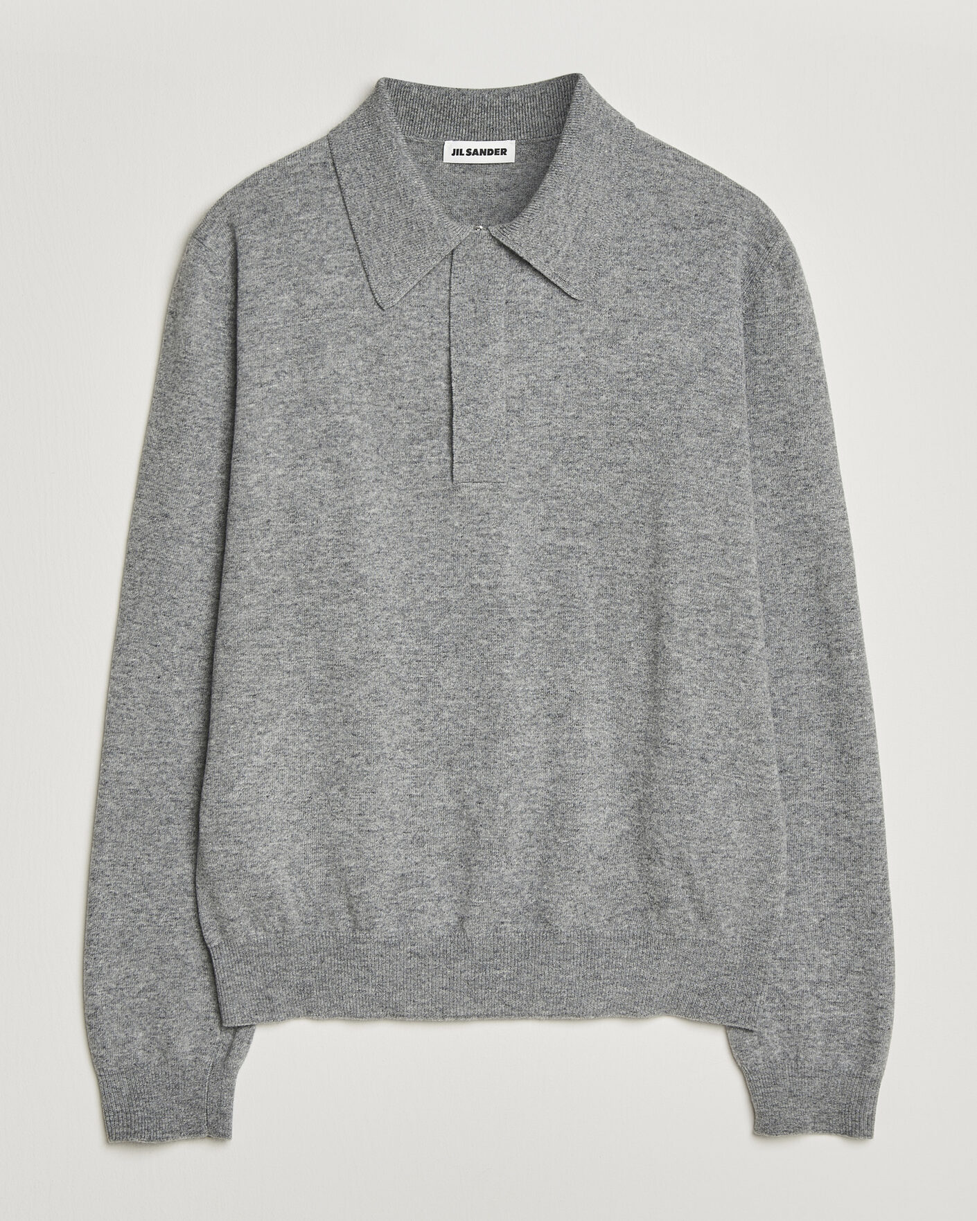 Herre | Trøjer | Jil Sander | Long Sleeve Knitted Wool Polo Grey Melange