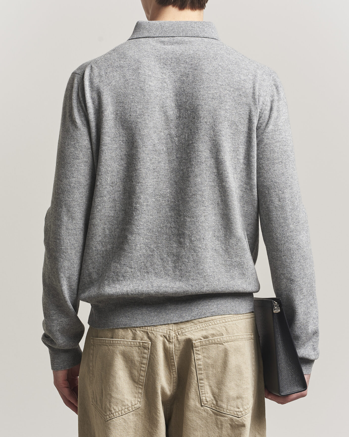 Herre | Trøjer | Jil Sander | Long Sleeve Knitted Wool Polo Grey Melange