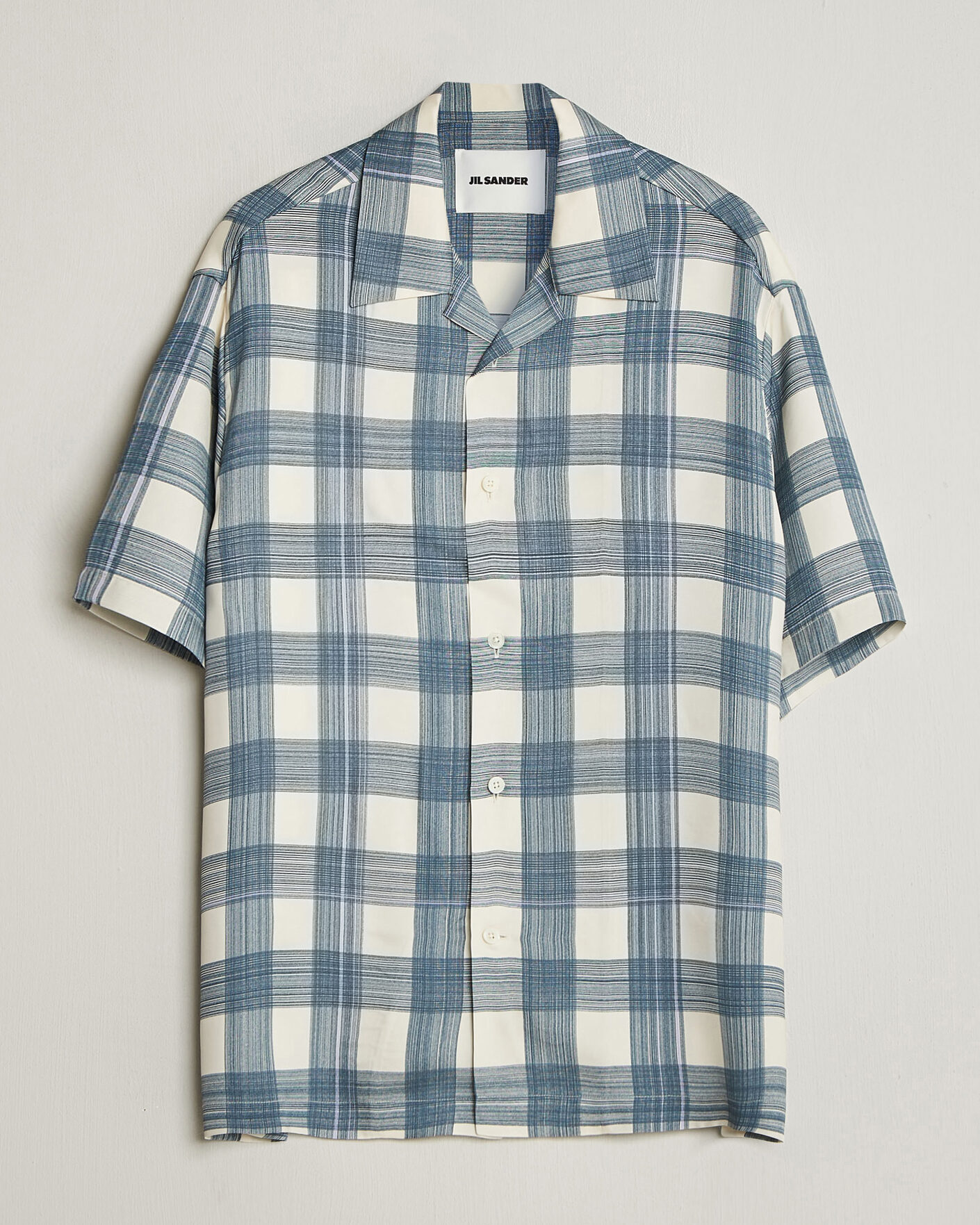 Herre | Skjorter | Jil Sander | Vichy Check Camp Shirt Blue/White