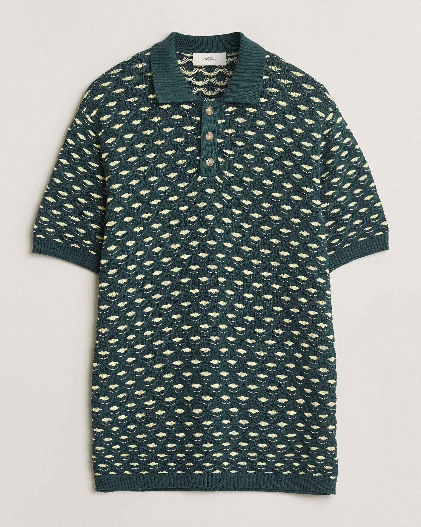 Herre | Polotrøjer | LES DEUX | Esmay Shell Knitted Polo Sea Moss Green