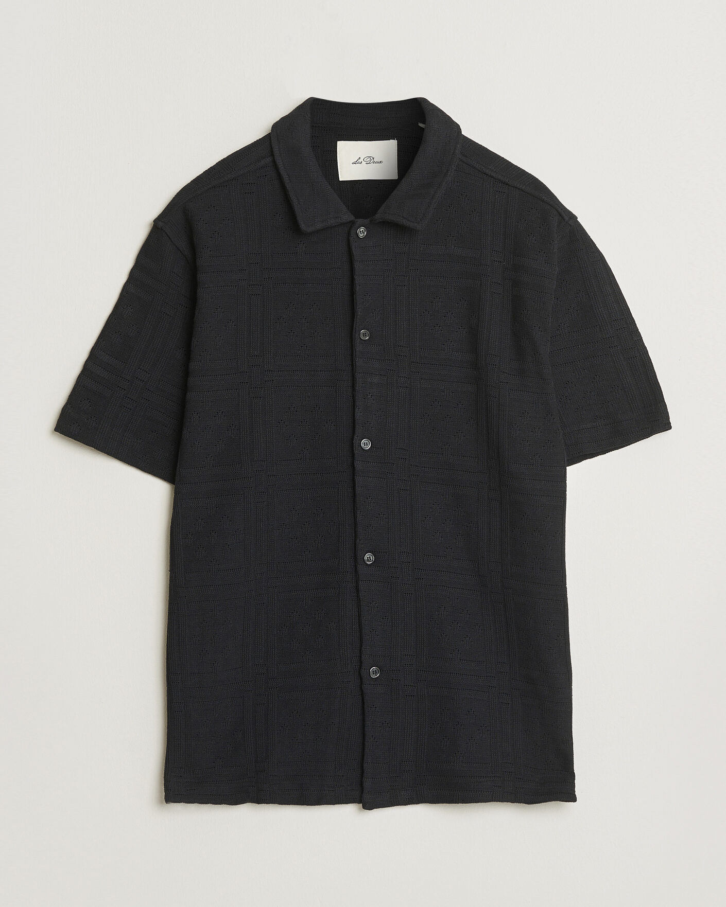 Herre | Skjorter | LES DEUX | Hector Pointelle Short Sleeve Shirt Black