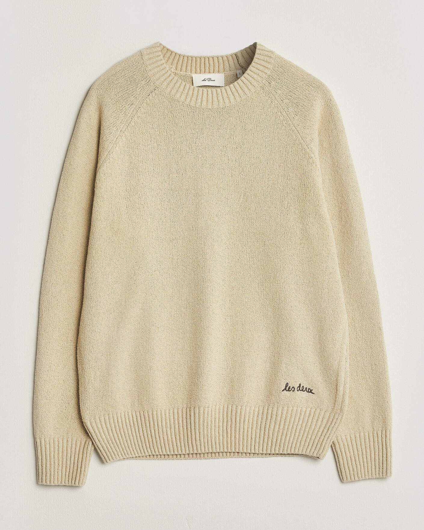 Herre | Trøjer | LES DEUX | Brad Knitted Roundneck Oyster Grey/White