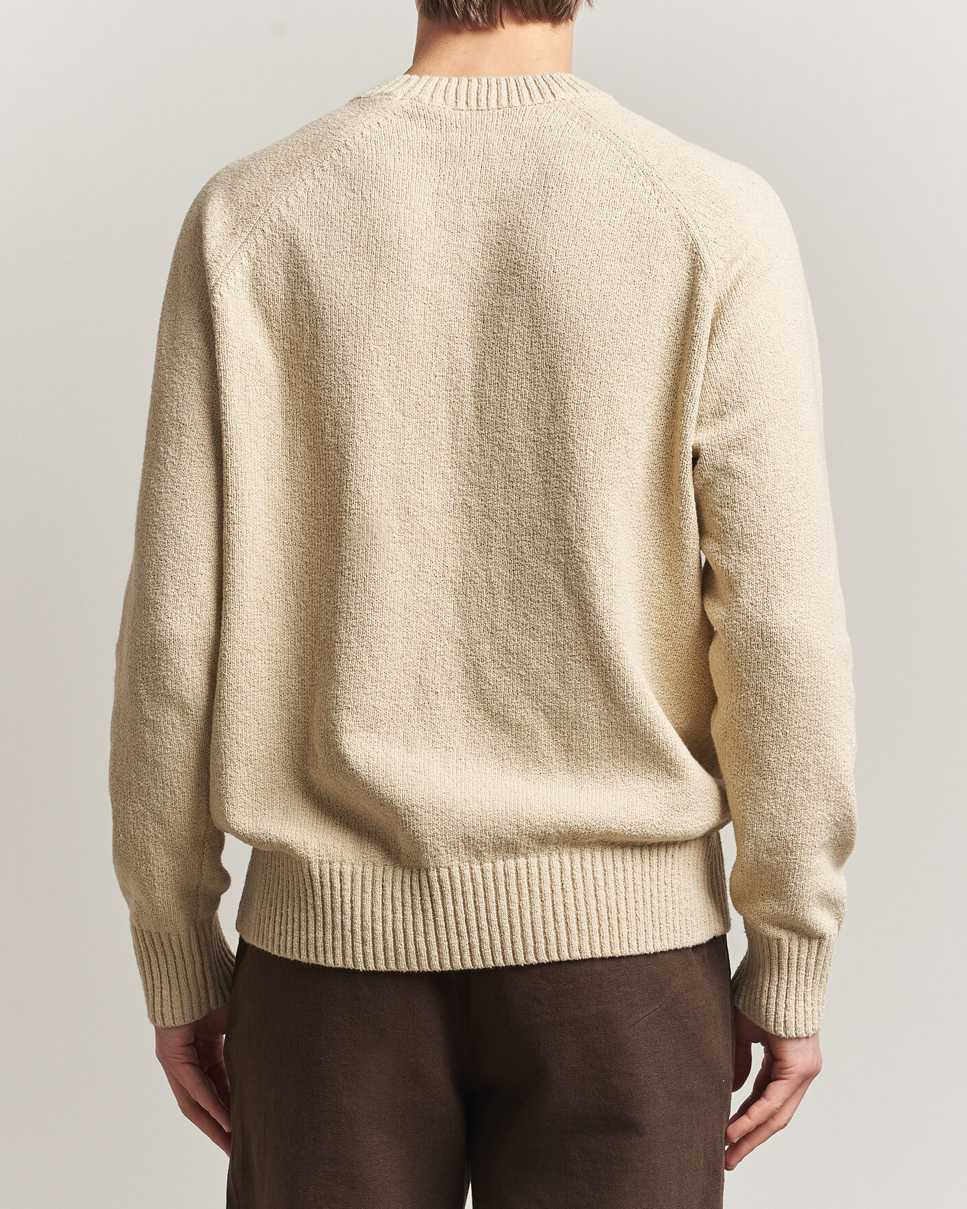 Herre | Trøjer | LES DEUX | Brad Knitted Roundneck Oyster Grey/White