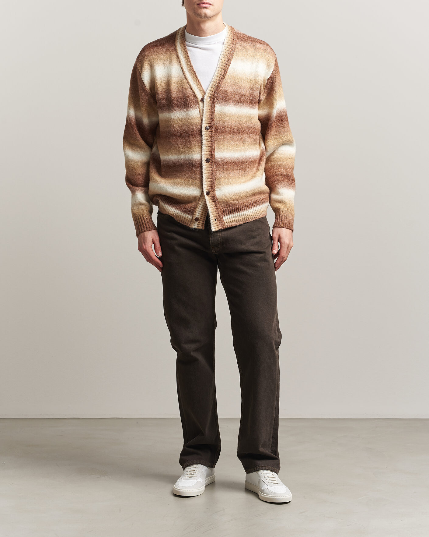 Herre | Trøjer | LES DEUX | Boston Gradient Knitted Cardigan Teak Brown