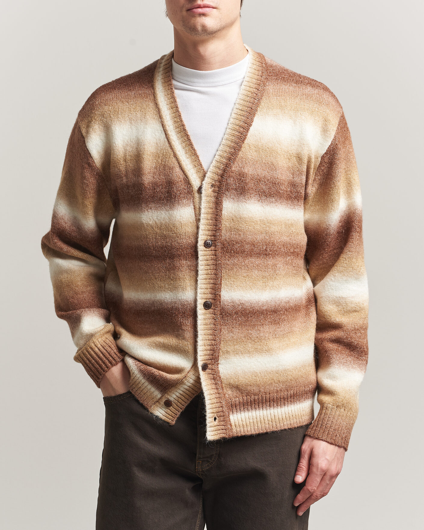 Herre | Trøjer | LES DEUX | Boston Gradient Knitted Cardigan Teak Brown