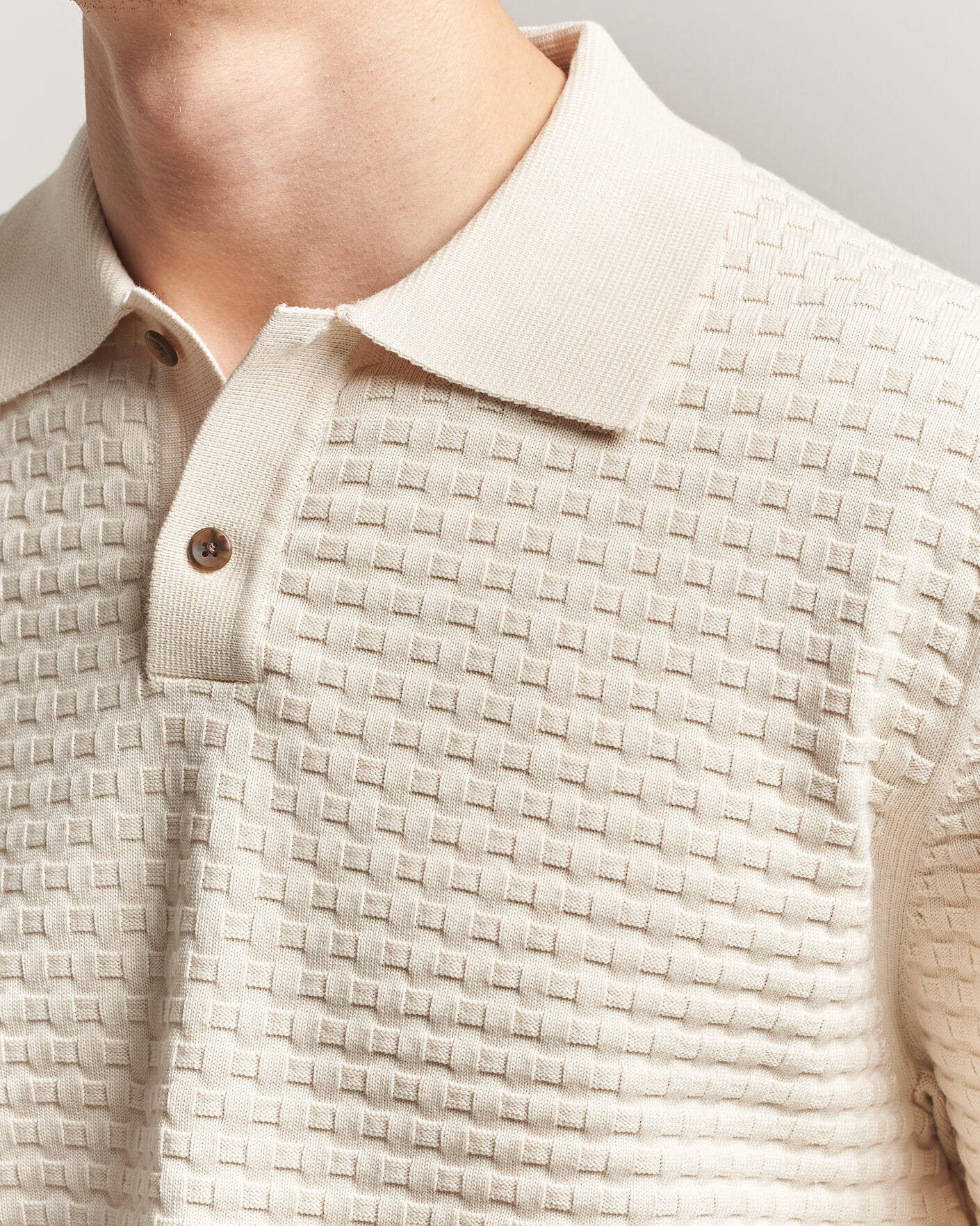 Herre | Trøjer | LES DEUX | Billy Weave Knitted Polo Light Ivory