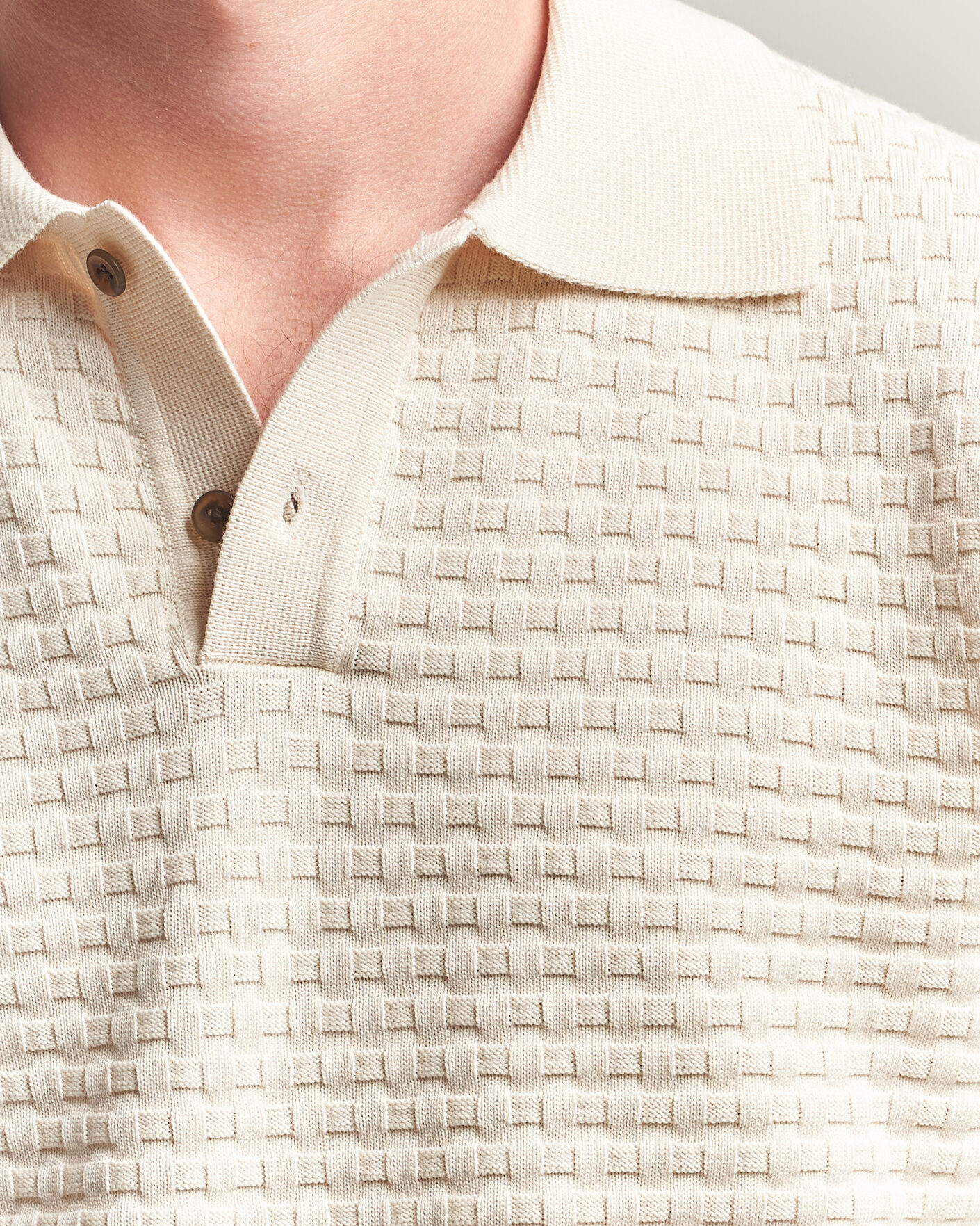 Herre | Trøjer | LES DEUX | Billy Weave Knitted Polo Light Ivory
