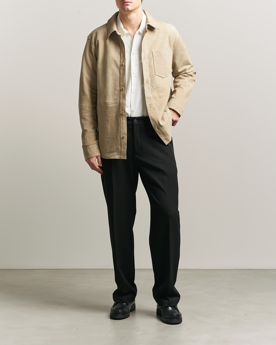 Herre | Skjorter | LES DEUX | Bertram Suede Overshirt Light Sand