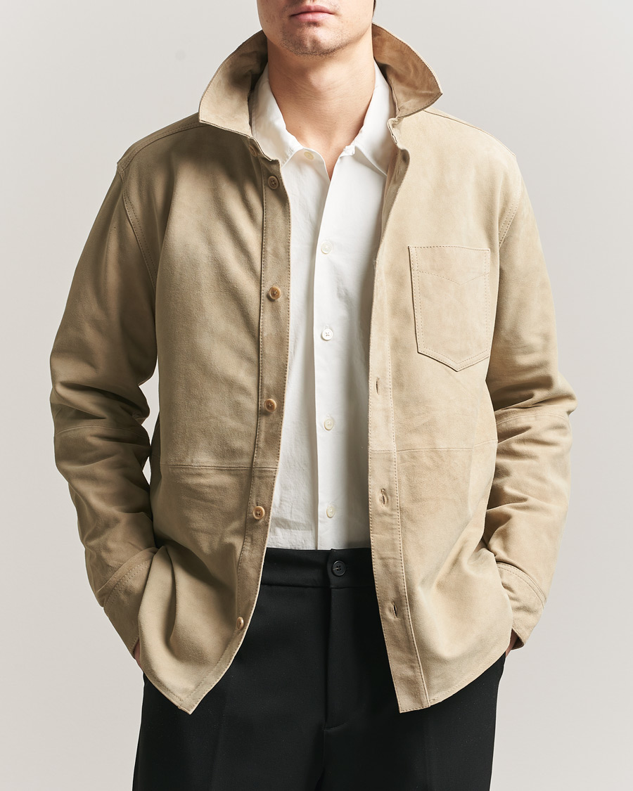 Herre | Skjorter | LES DEUX | Bertram Suede Overshirt Light Sand
