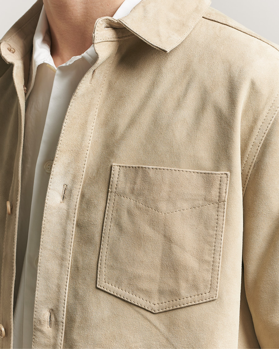 Herre | Skjorter | LES DEUX | Bertram Suede Overshirt Light Sand