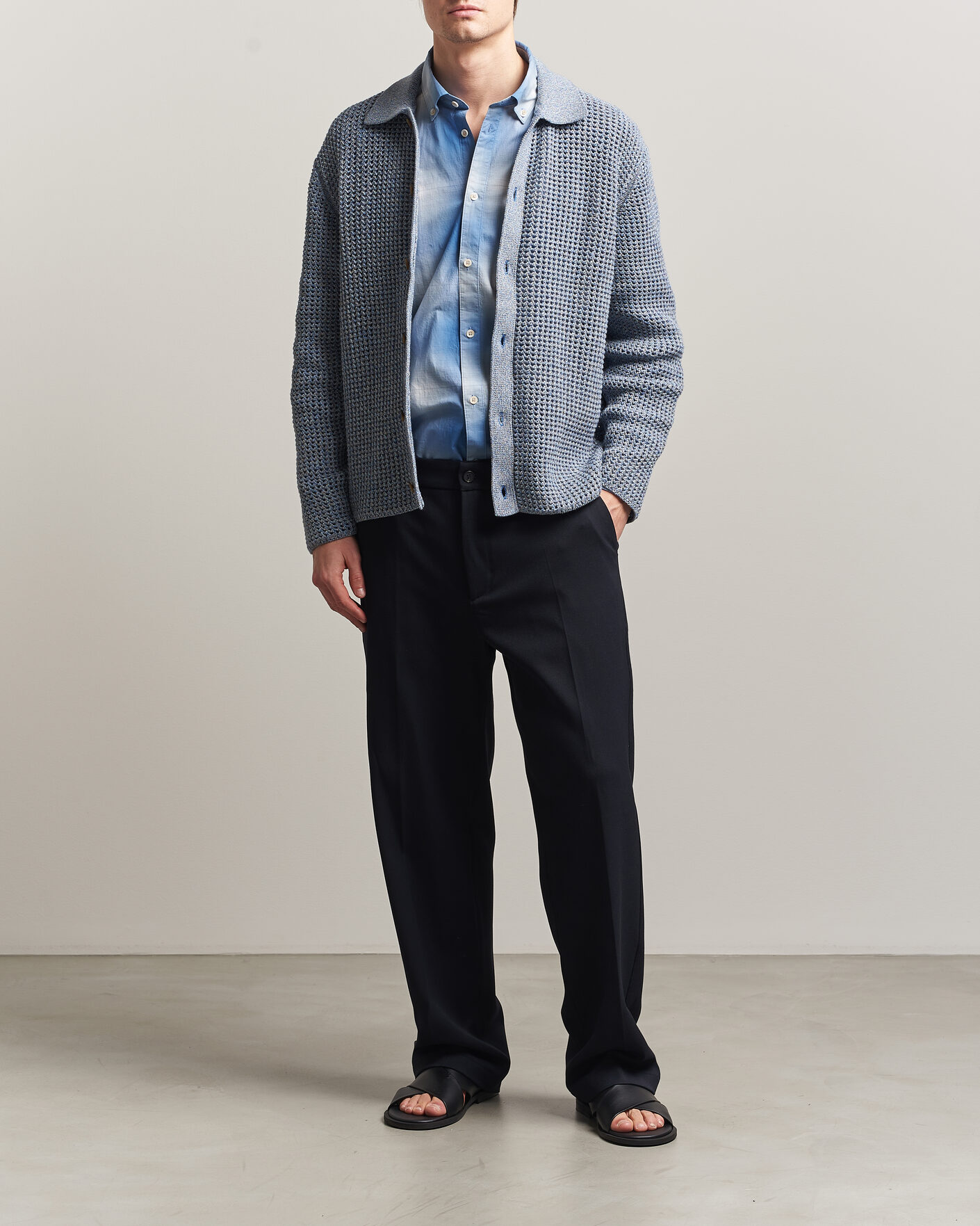 Herre | Trøjer | LES DEUX | Gerald Knitted Shirt Dark Denim Blue