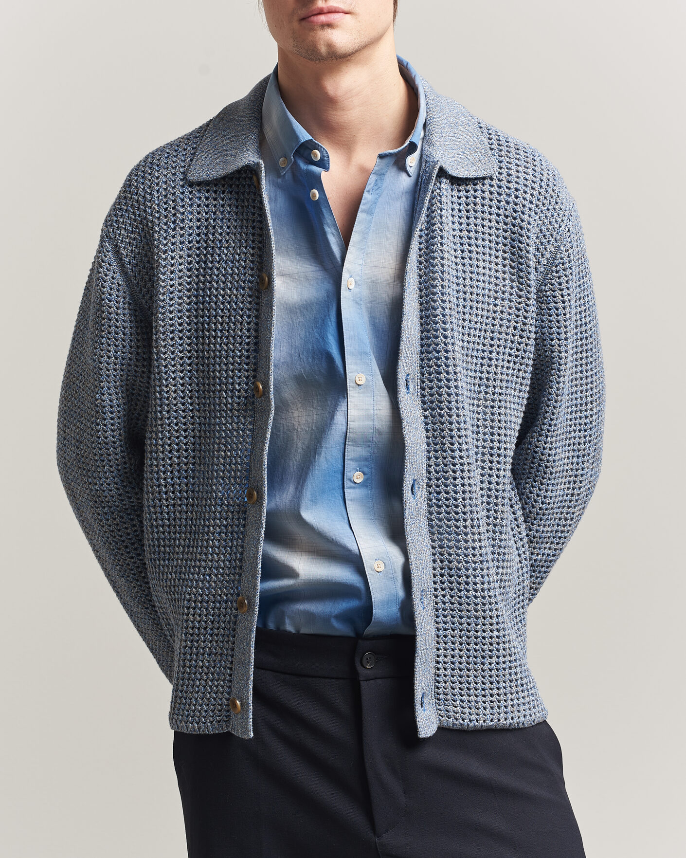 Herre | Trøjer | LES DEUX | Gerald Knitted Shirt Dark Denim Blue