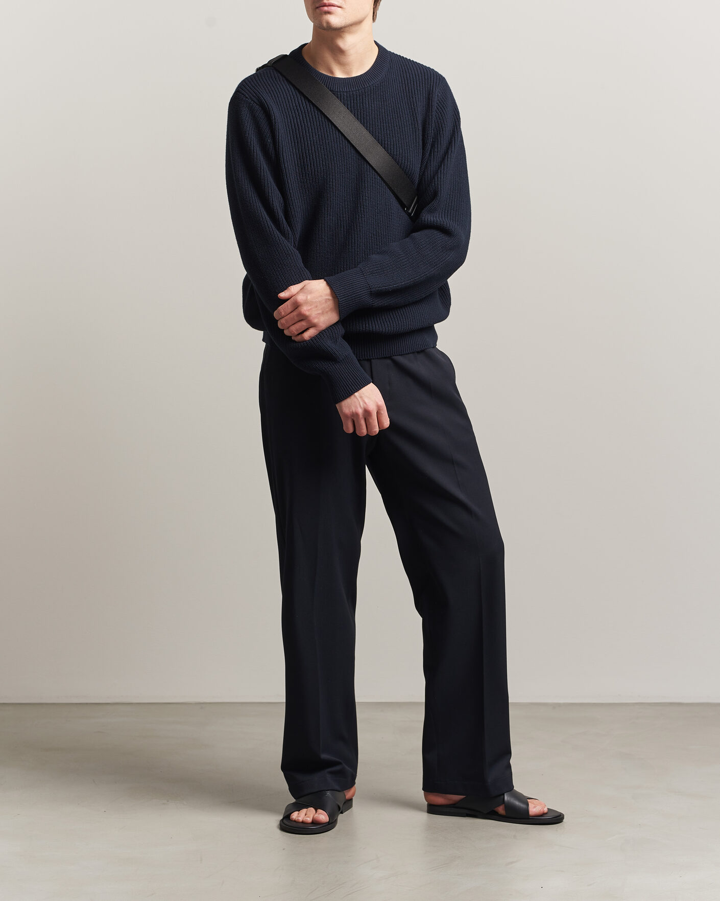 Herre | Trøjer | LES DEUX | Garry Rib Crew Neck Knit Dark Navy