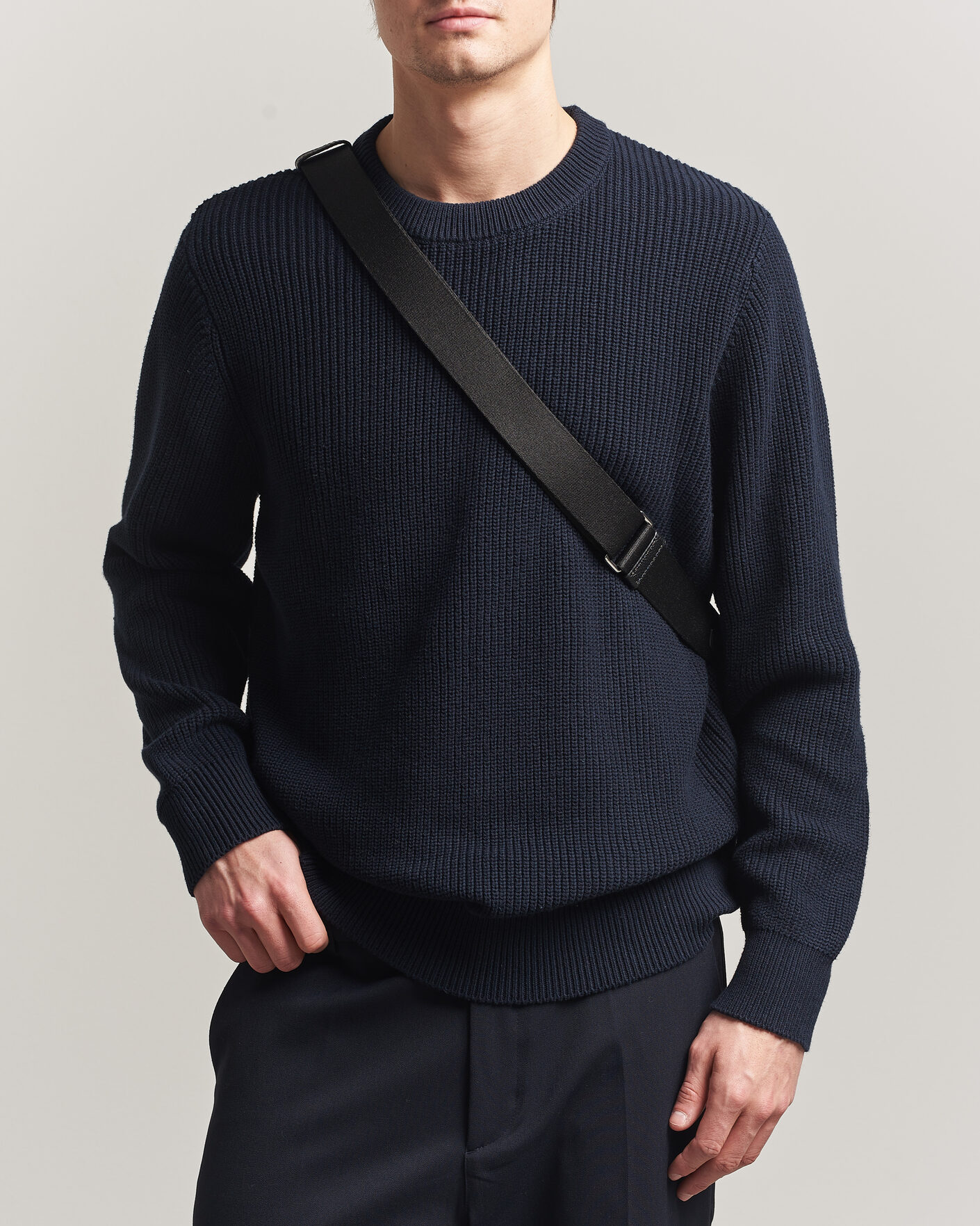 Herre | Trøjer | LES DEUX | Garry Rib Crew Neck Knit Dark Navy