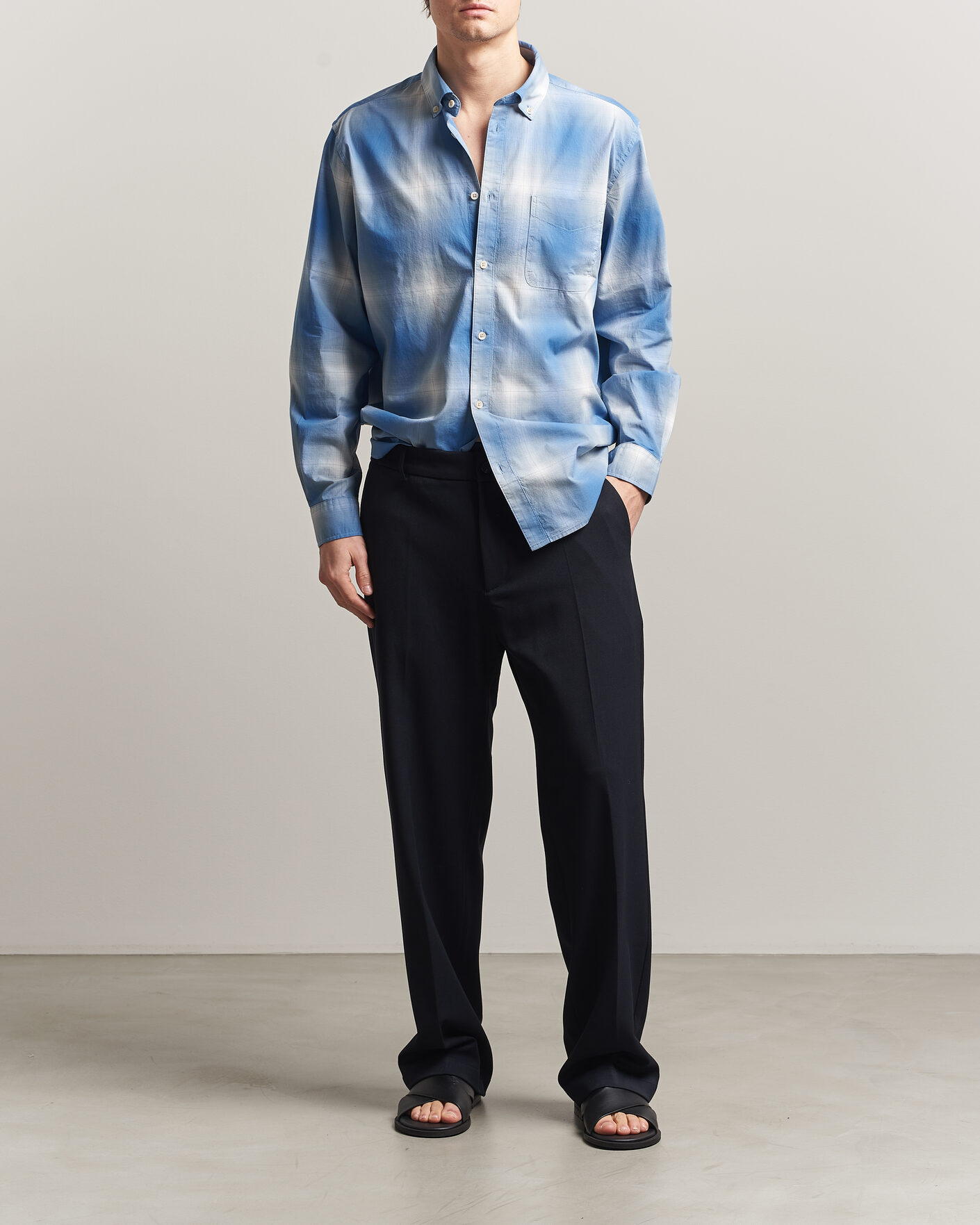 Herre | Skjorter | LES DEUX | Kent Shadowcheck Shirt Palace Blue