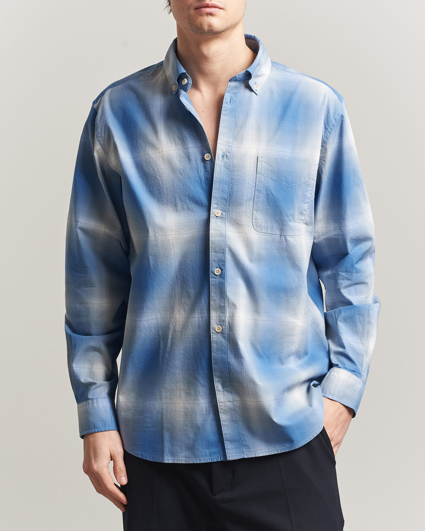 Herre | Skjorter | LES DEUX | Kent Shadowcheck Shirt Palace Blue